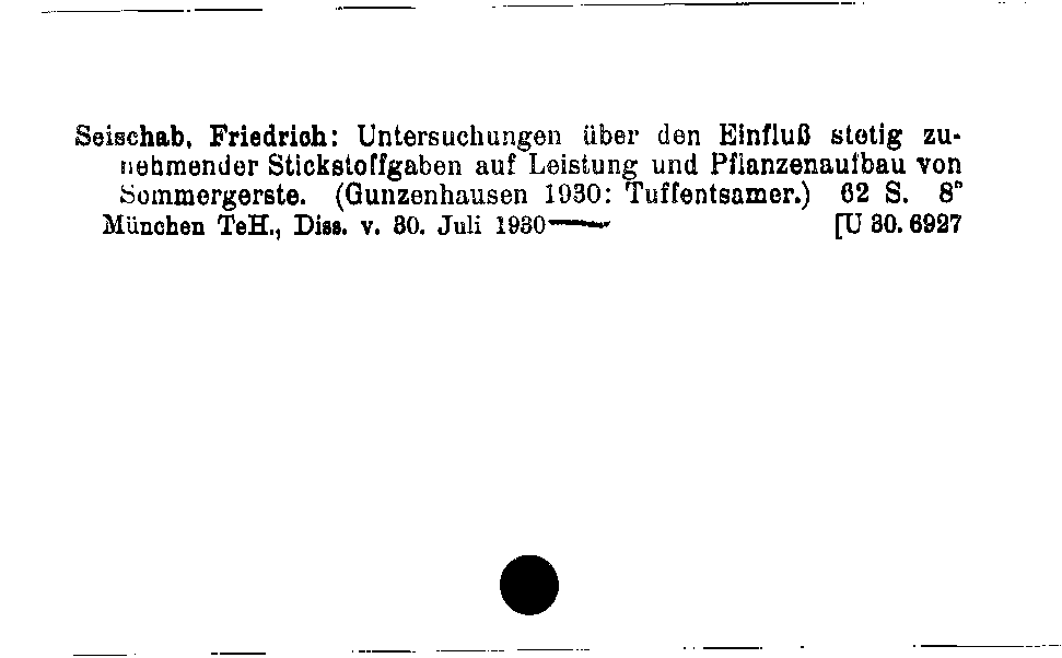 [Katalogkarte Dissertationenkatalog bis 1980]