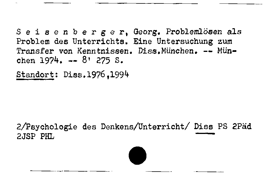 [Katalogkarte Dissertationenkatalog bis 1980]