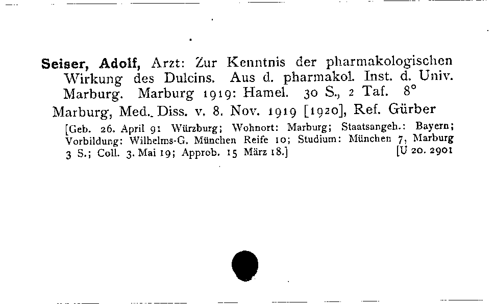 [Katalogkarte Dissertationenkatalog bis 1980]