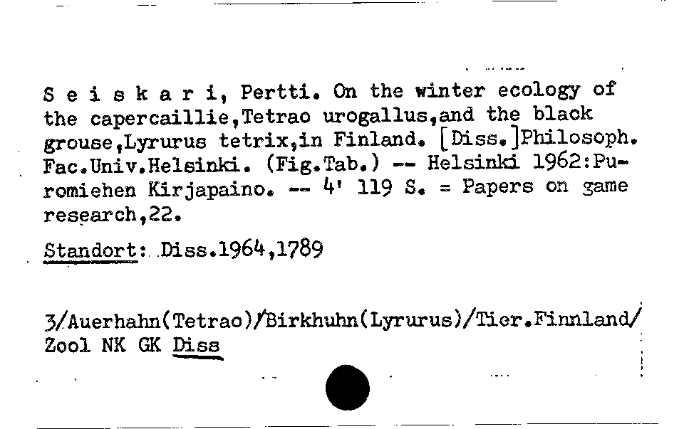 [Katalogkarte Dissertationenkatalog bis 1980]