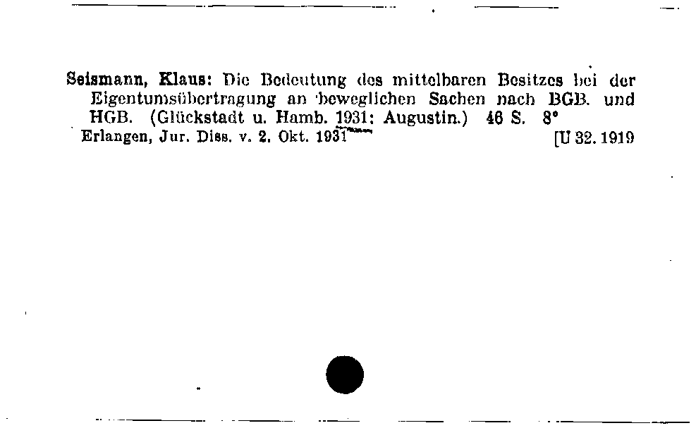 [Katalogkarte Dissertationenkatalog bis 1980]