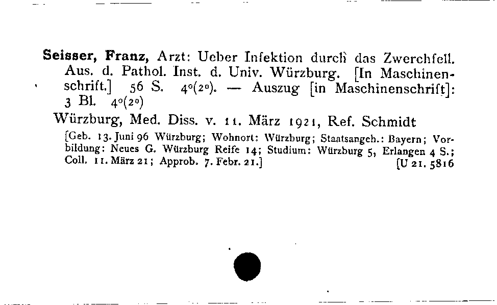 [Katalogkarte Dissertationenkatalog bis 1980]