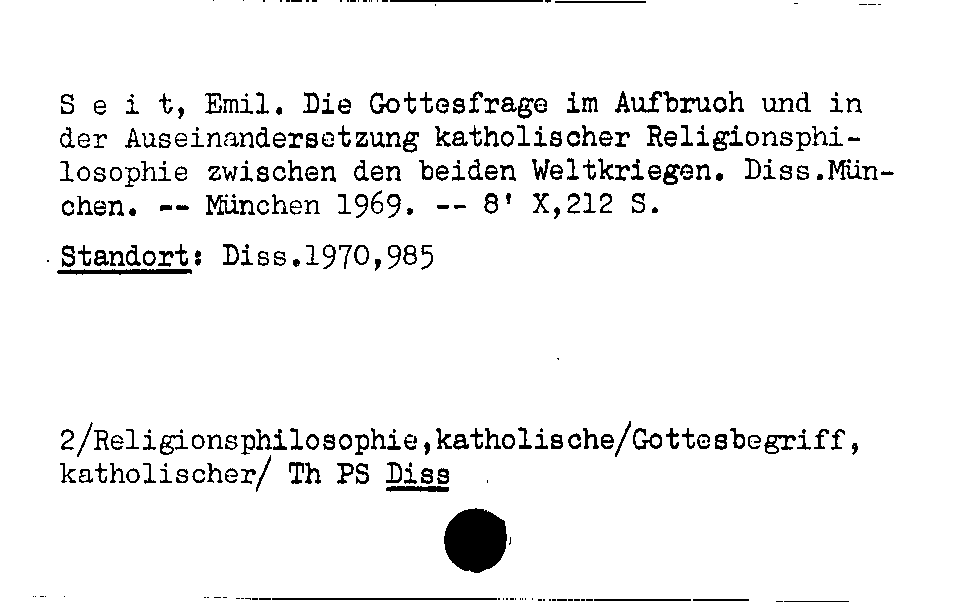 [Katalogkarte Dissertationenkatalog bis 1980]