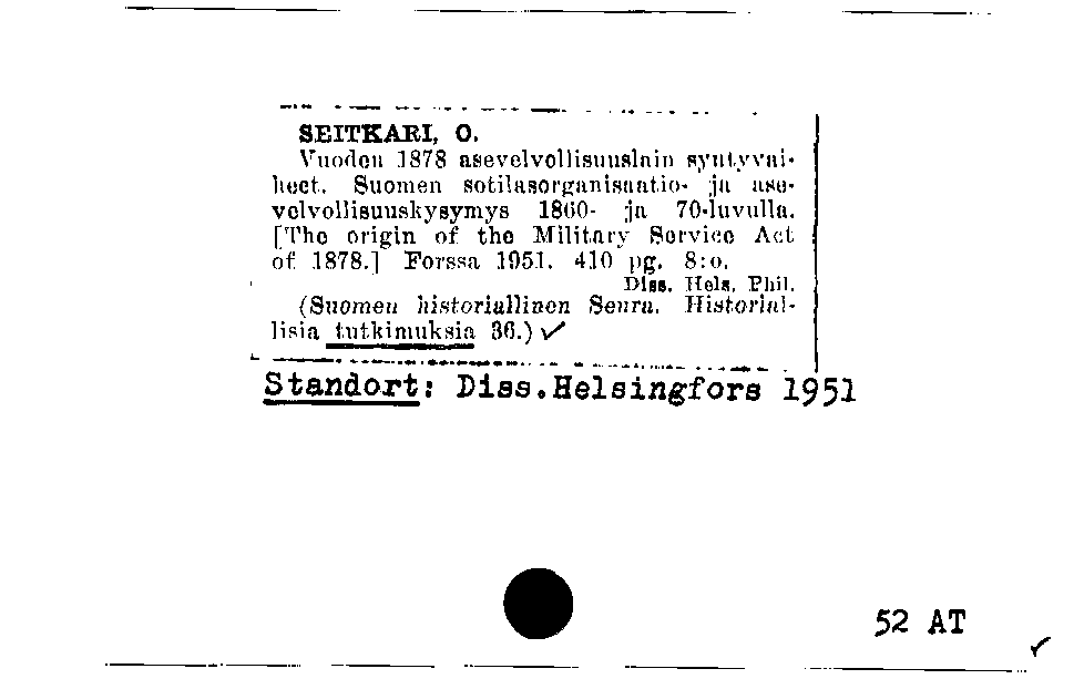 [Katalogkarte Dissertationenkatalog bis 1980]