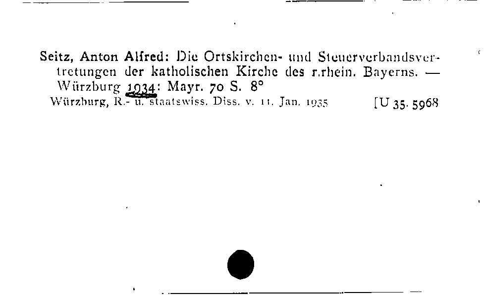 [Katalogkarte Dissertationenkatalog bis 1980]