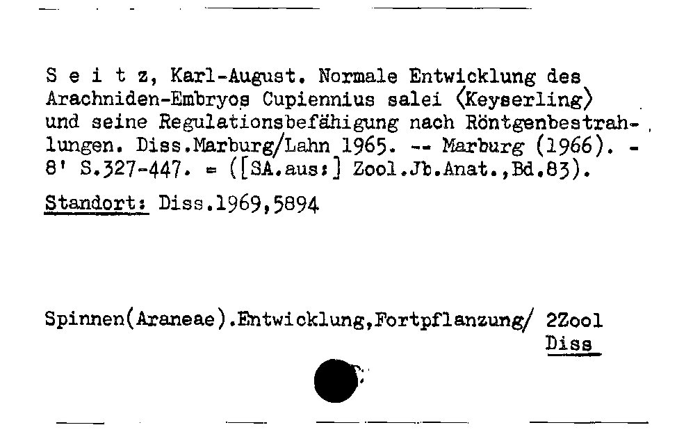 [Katalogkarte Dissertationenkatalog bis 1980]