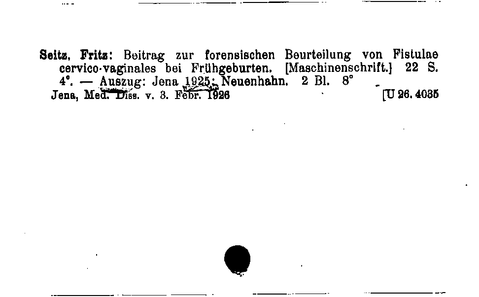 [Katalogkarte Dissertationenkatalog bis 1980]