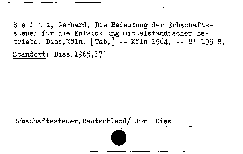 [Katalogkarte Dissertationenkatalog bis 1980]