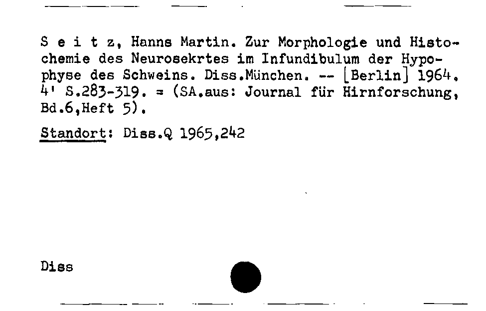 [Katalogkarte Dissertationenkatalog bis 1980]