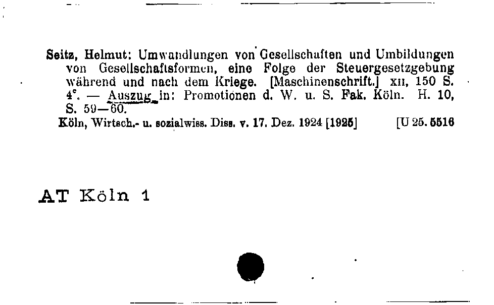 [Katalogkarte Dissertationenkatalog bis 1980]