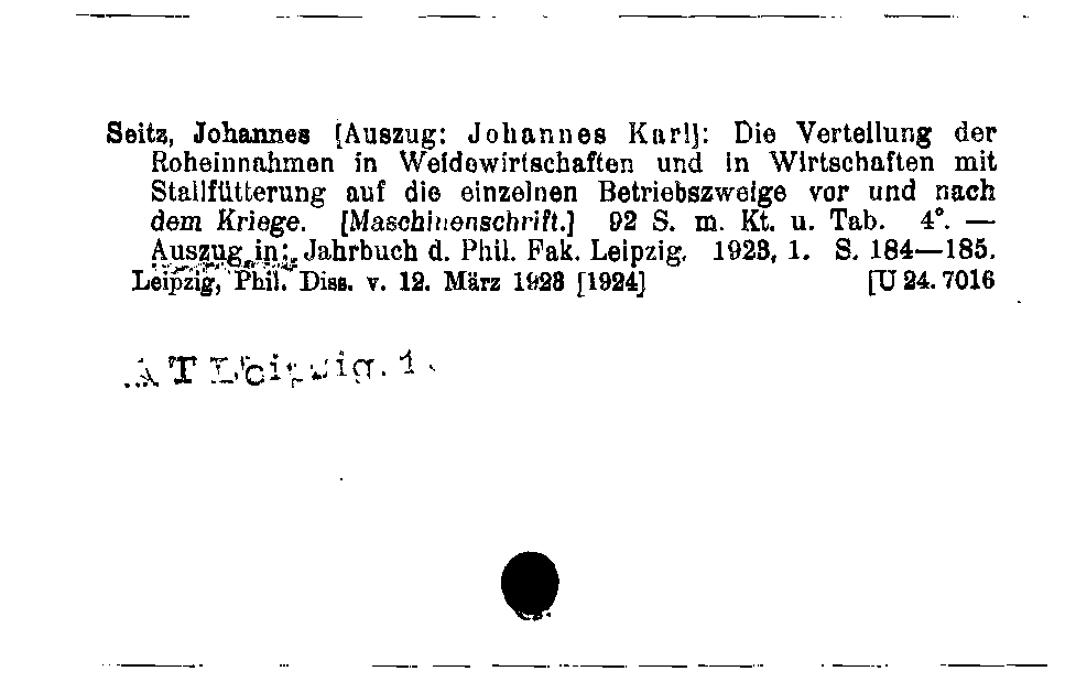 [Katalogkarte Dissertationenkatalog bis 1980]