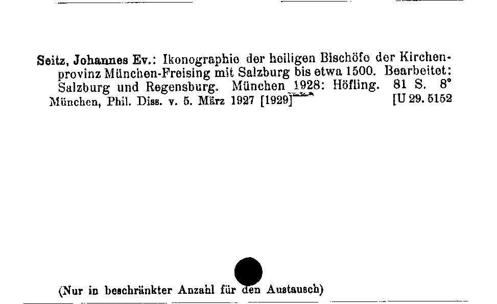 [Katalogkarte Dissertationenkatalog bis 1980]