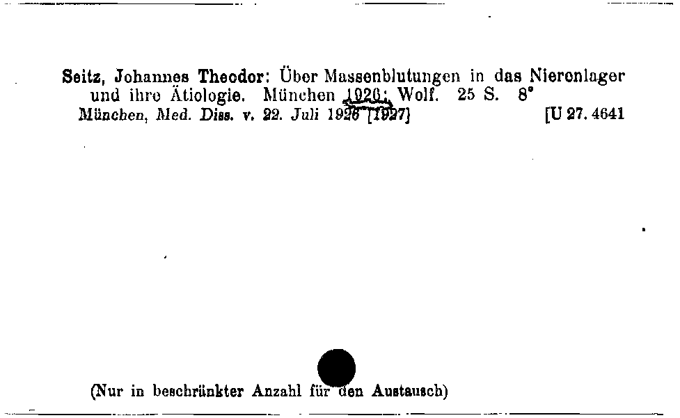 [Katalogkarte Dissertationenkatalog bis 1980]