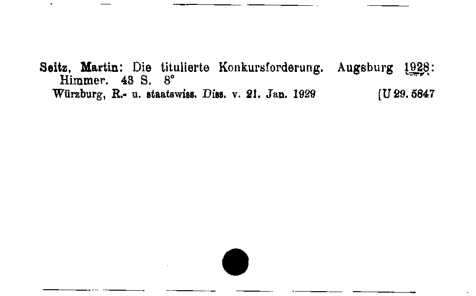 [Katalogkarte Dissertationenkatalog bis 1980]