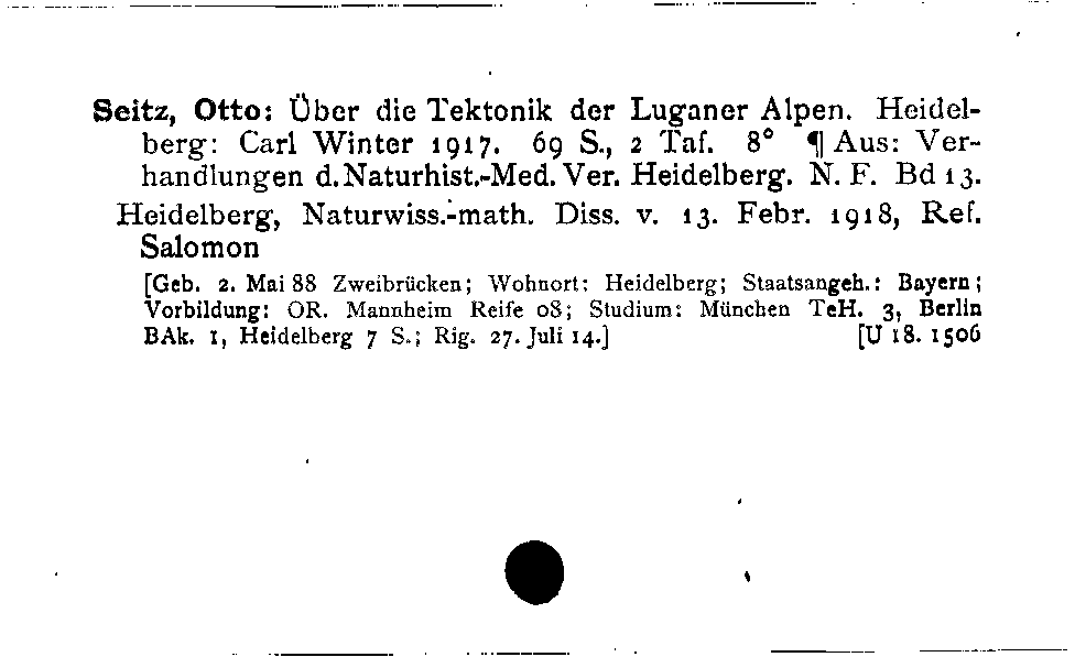 [Katalogkarte Dissertationenkatalog bis 1980]