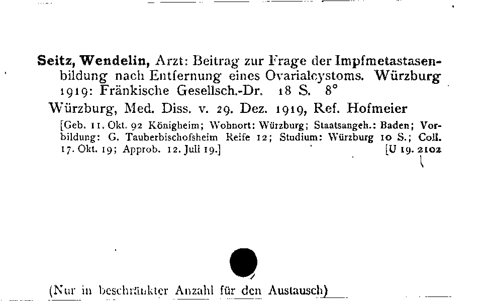 [Katalogkarte Dissertationenkatalog bis 1980]