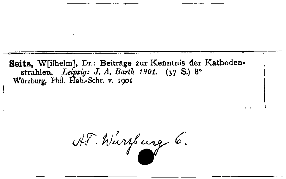 [Katalogkarte Dissertationenkatalog bis 1980]