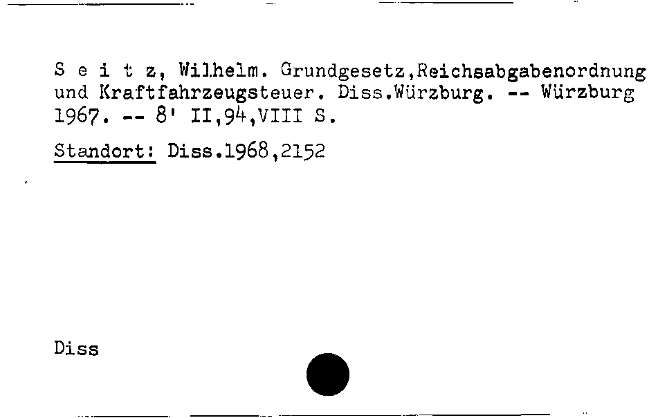 [Katalogkarte Dissertationenkatalog bis 1980]