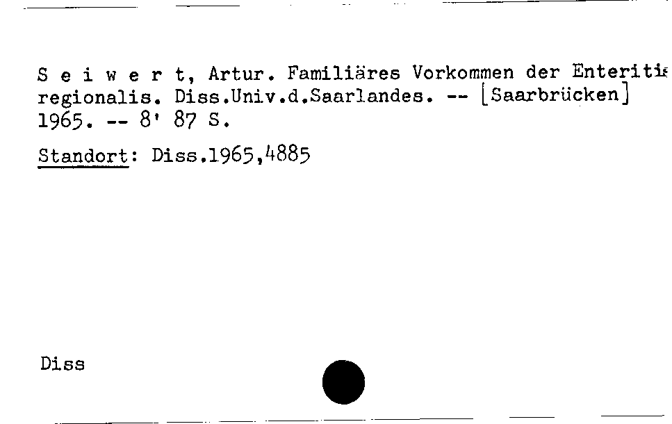 [Katalogkarte Dissertationenkatalog bis 1980]