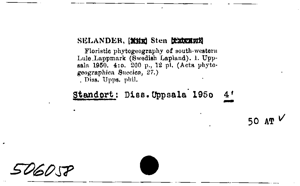 [Katalogkarte Dissertationenkatalog bis 1980]