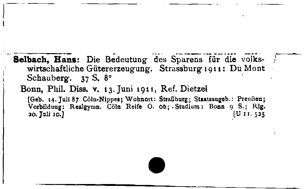 [Katalogkarte Dissertationenkatalog bis 1980]