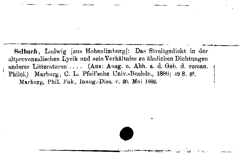 [Katalogkarte Dissertationenkatalog bis 1980]