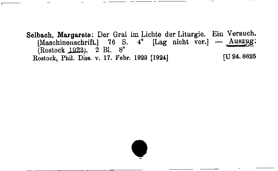 [Katalogkarte Dissertationenkatalog bis 1980]