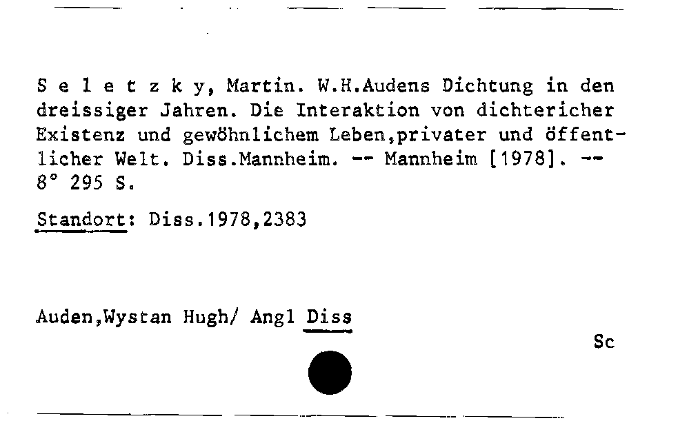 [Katalogkarte Dissertationenkatalog bis 1980]