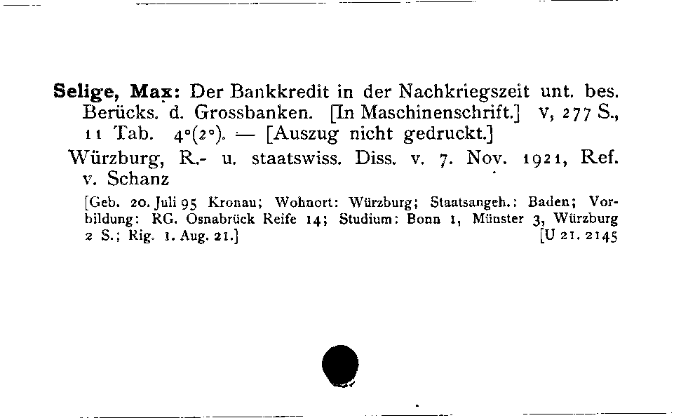 [Katalogkarte Dissertationenkatalog bis 1980]