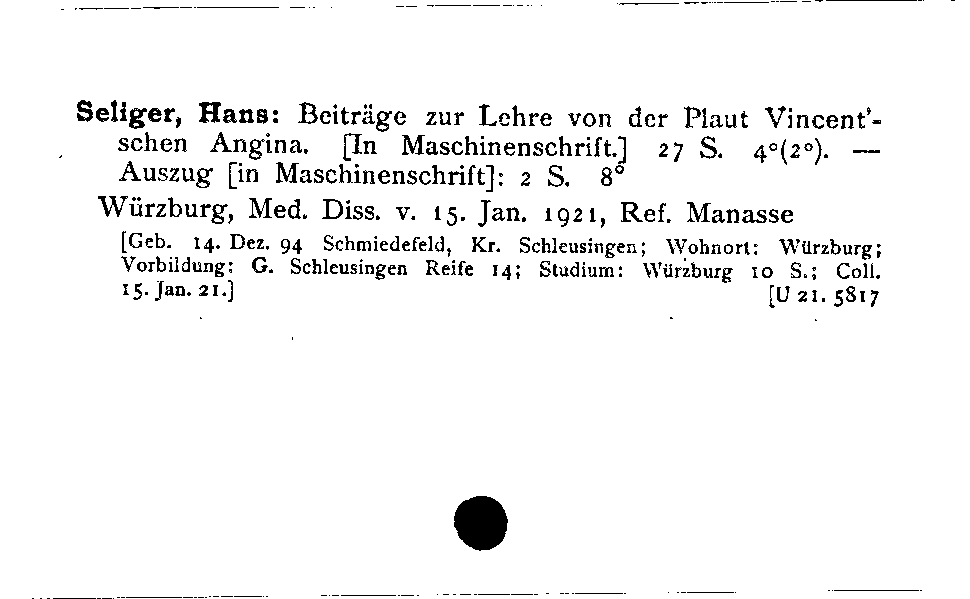 [Katalogkarte Dissertationenkatalog bis 1980]