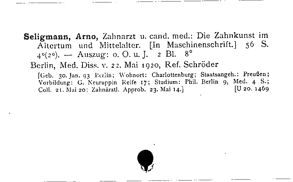 [Katalogkarte Dissertationenkatalog bis 1980]