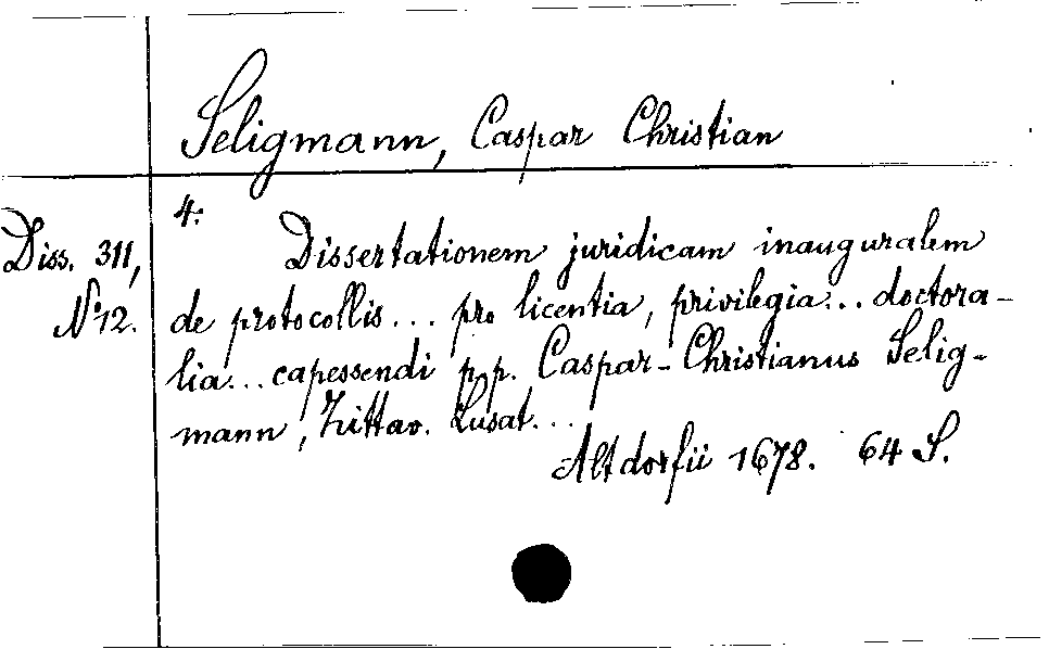 [Katalogkarte Dissertationenkatalog bis 1980]