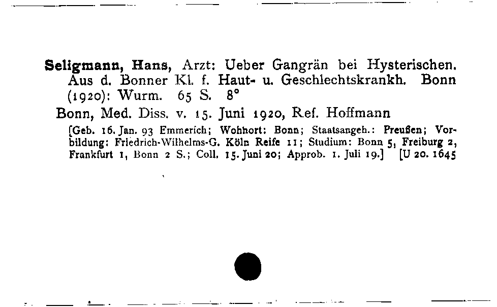 [Katalogkarte Dissertationenkatalog bis 1980]