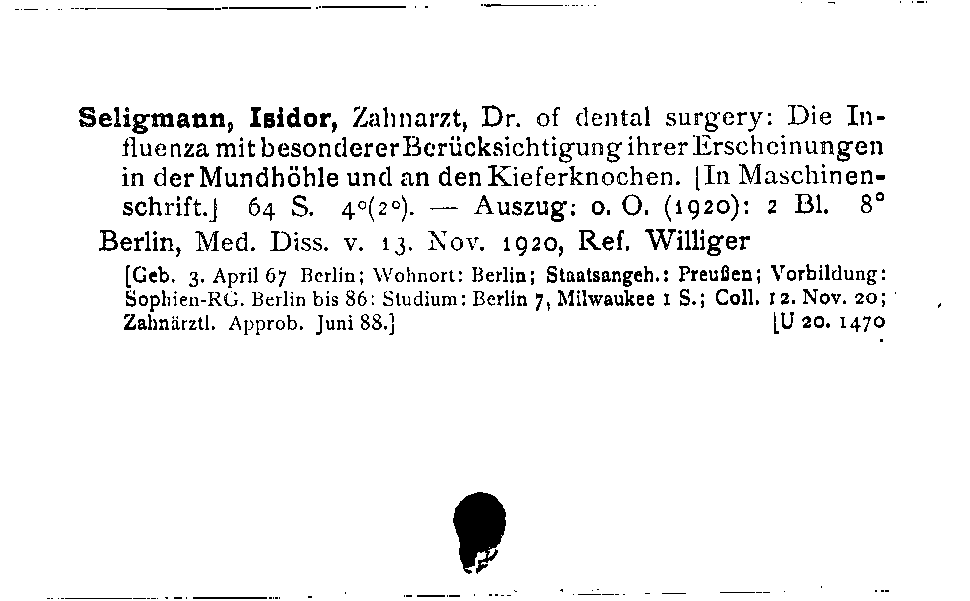 [Katalogkarte Dissertationenkatalog bis 1980]