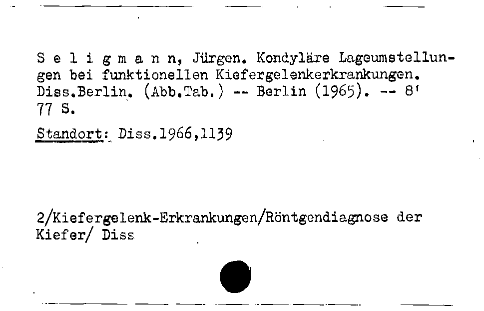 [Katalogkarte Dissertationenkatalog bis 1980]