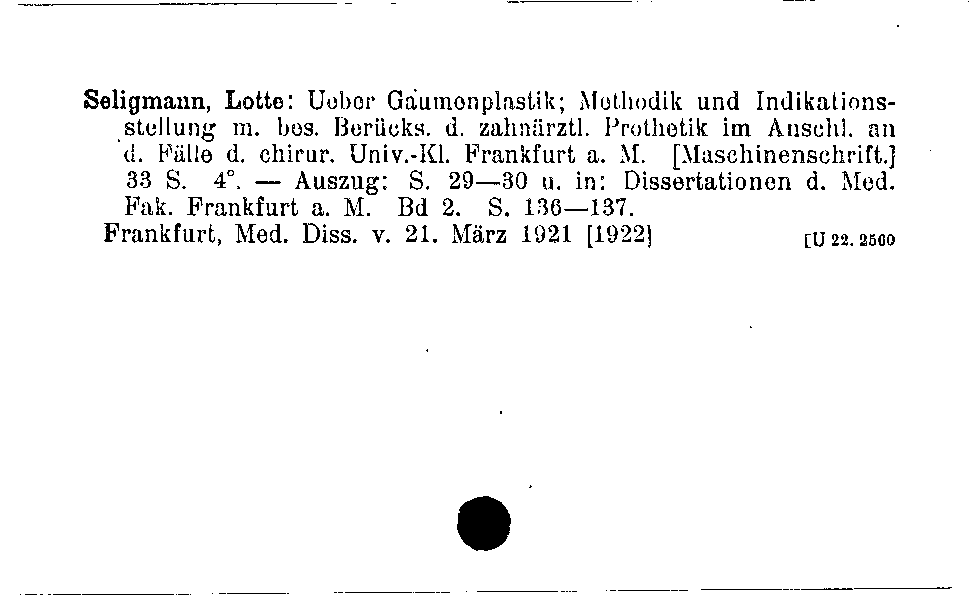 [Katalogkarte Dissertationenkatalog bis 1980]