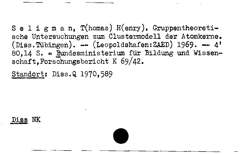 [Katalogkarte Dissertationenkatalog bis 1980]