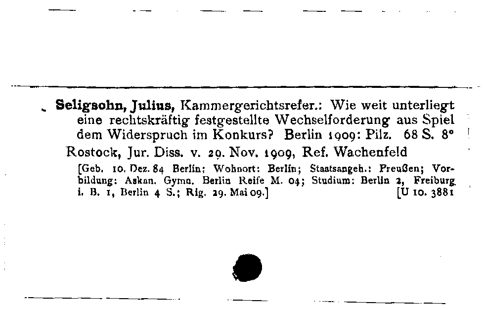 [Katalogkarte Dissertationenkatalog bis 1980]