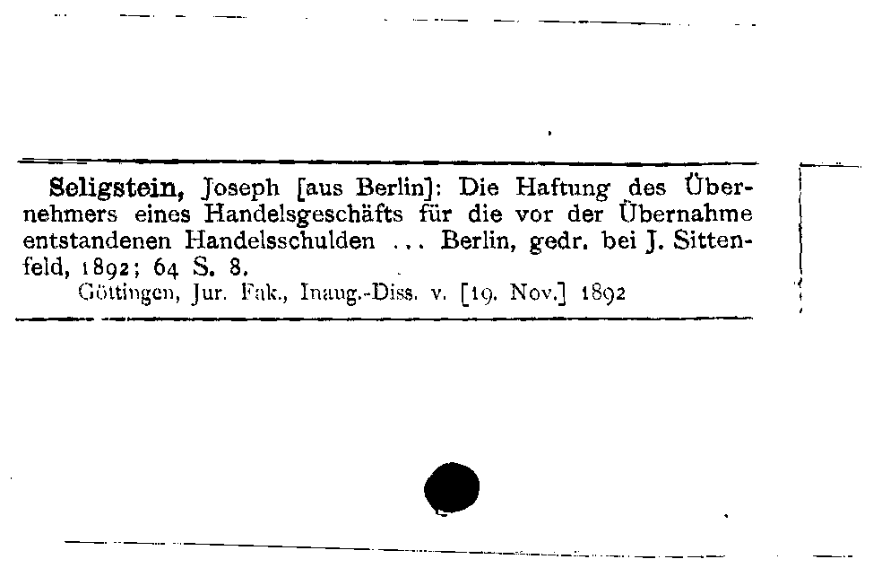 [Katalogkarte Dissertationenkatalog bis 1980]