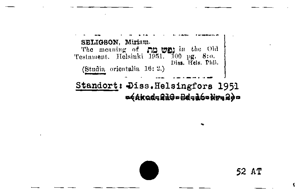 [Katalogkarte Dissertationenkatalog bis 1980]