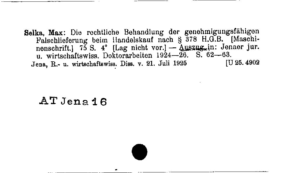 [Katalogkarte Dissertationenkatalog bis 1980]