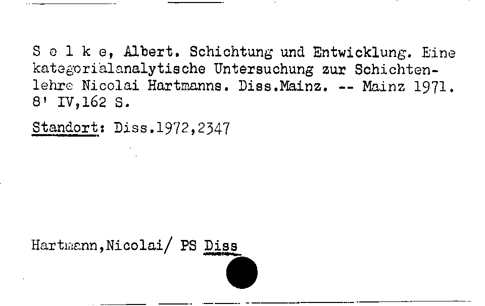 [Katalogkarte Dissertationenkatalog bis 1980]