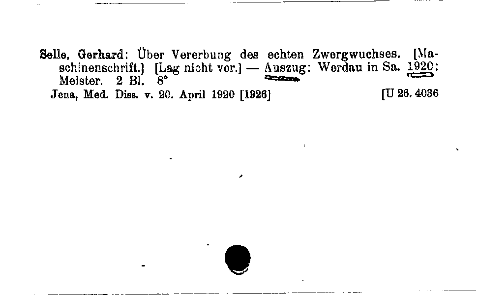 [Katalogkarte Dissertationenkatalog bis 1980]