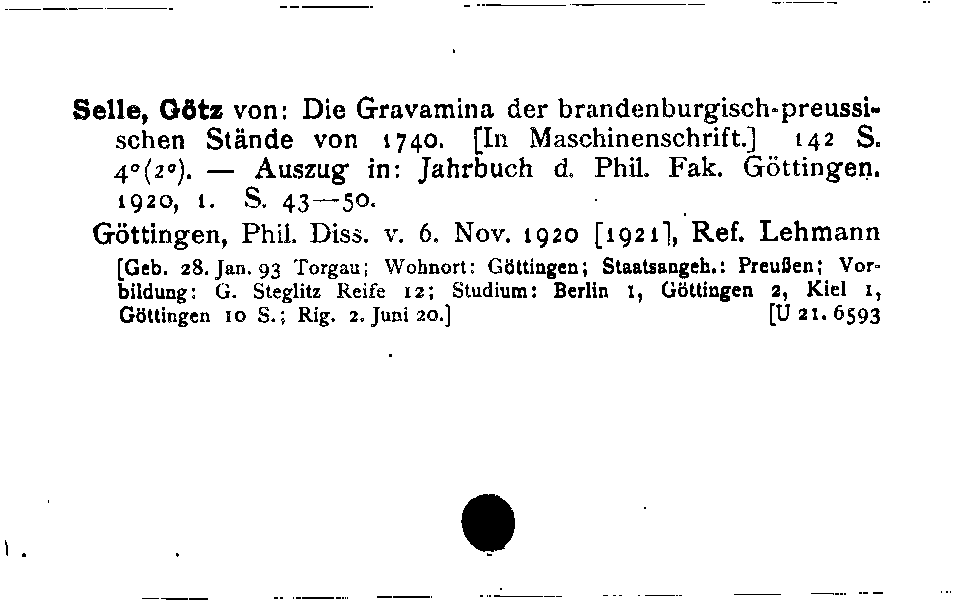 [Katalogkarte Dissertationenkatalog bis 1980]