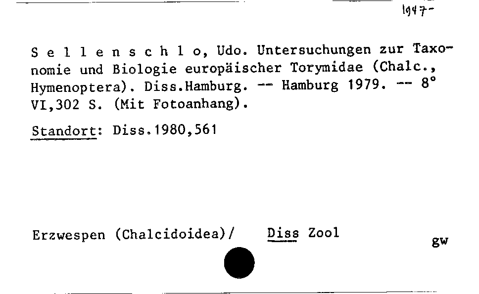 [Katalogkarte Dissertationenkatalog bis 1980]