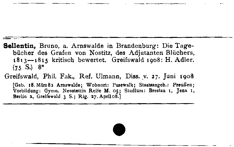 [Katalogkarte Dissertationenkatalog bis 1980]