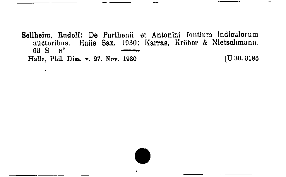 [Katalogkarte Dissertationenkatalog bis 1980]