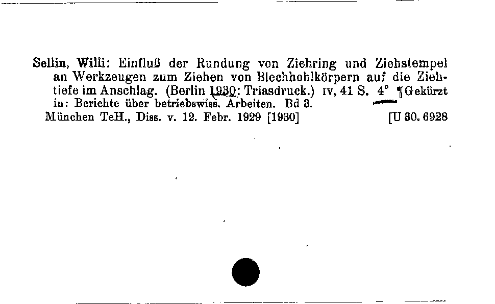 [Katalogkarte Dissertationenkatalog bis 1980]