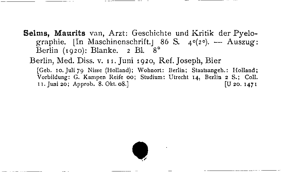 [Katalogkarte Dissertationenkatalog bis 1980]