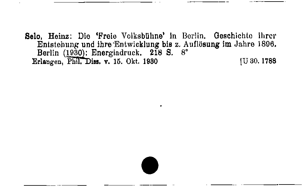 [Katalogkarte Dissertationenkatalog bis 1980]